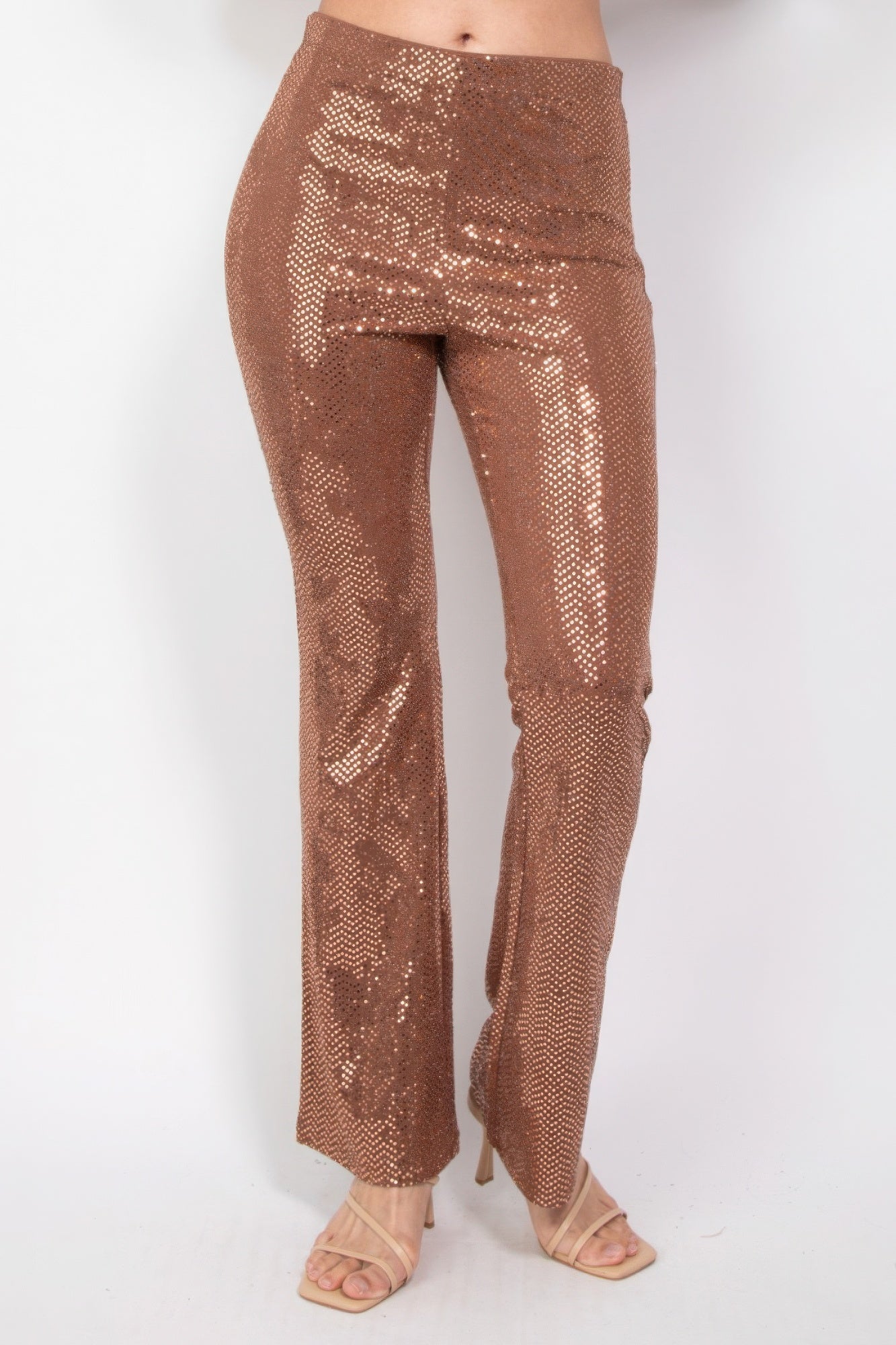 Sequined Fit & Flare Midrise Pants - Tigbul's Variety Fashion Shop