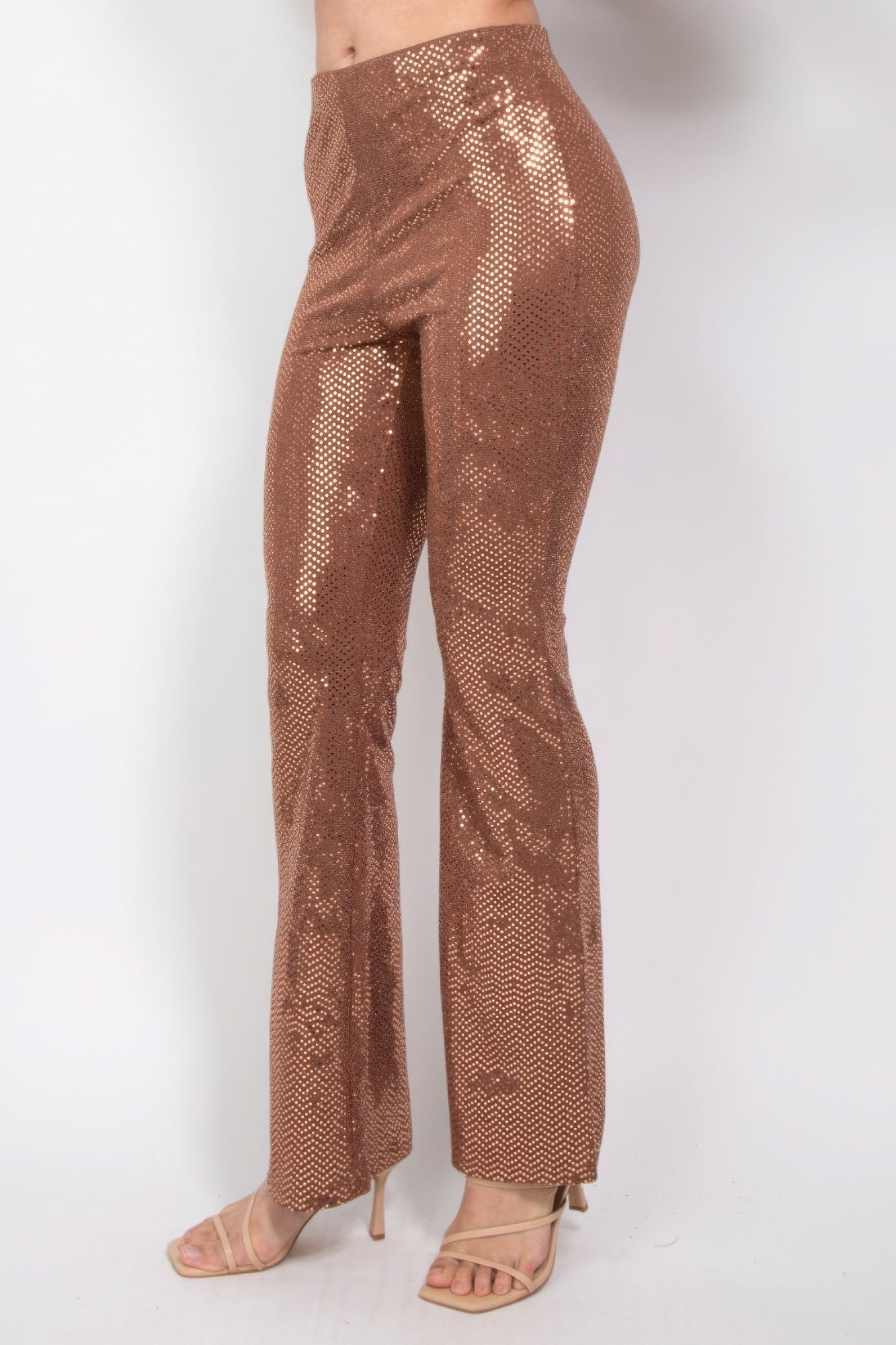 Sequined Fit & Flare Midrise Pants - Tigbul's Variety Fashion Shop