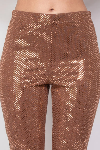 Sequined Fit & Flare Midrise Pants - Tigbul's Variety Fashion Shop