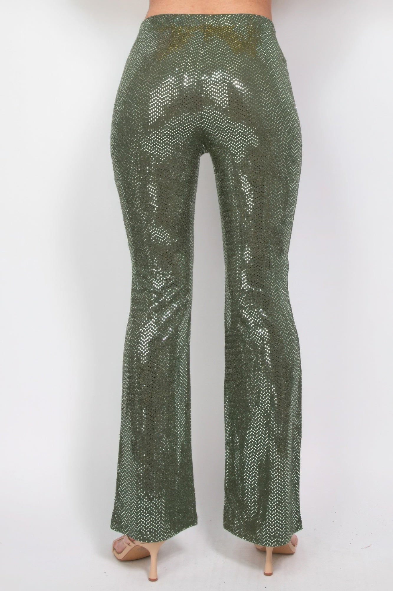 Sequined Fit & Flare Midrise Pants - Tigbul's Variety Fashion Shop