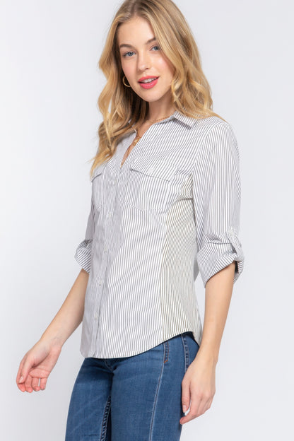 Long Slv Y/d Stripe Woven Shirt - Tigbul's Variety Fashion Shop