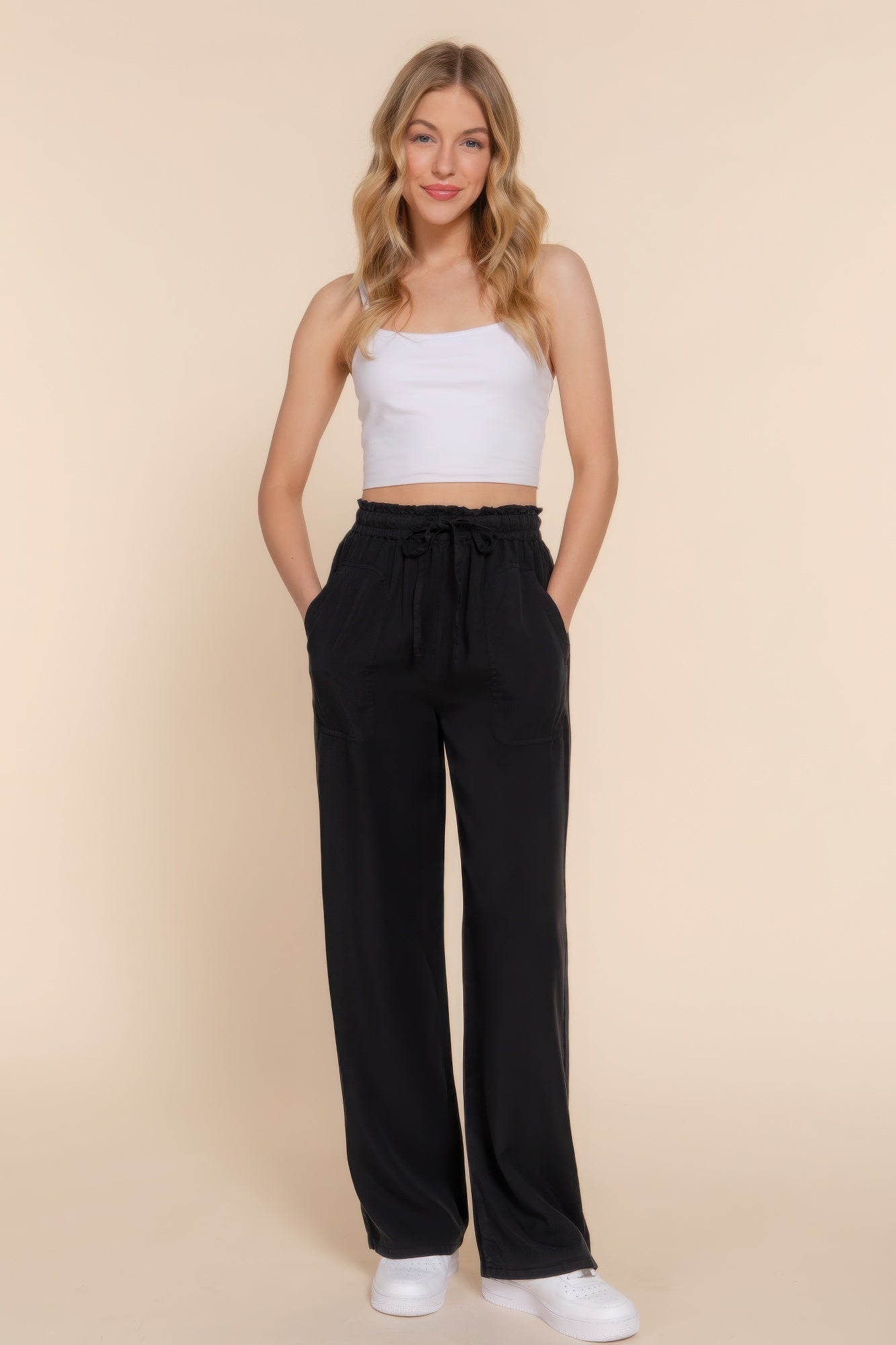 Elastic Waist Tencel Long Pants - Tigbul's Variety Fashion Shop