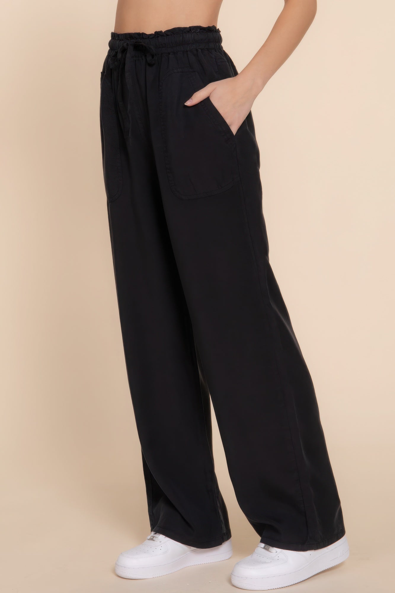 Elastic Waist Tencel Long Pants - Tigbul's Variety Fashion Shop