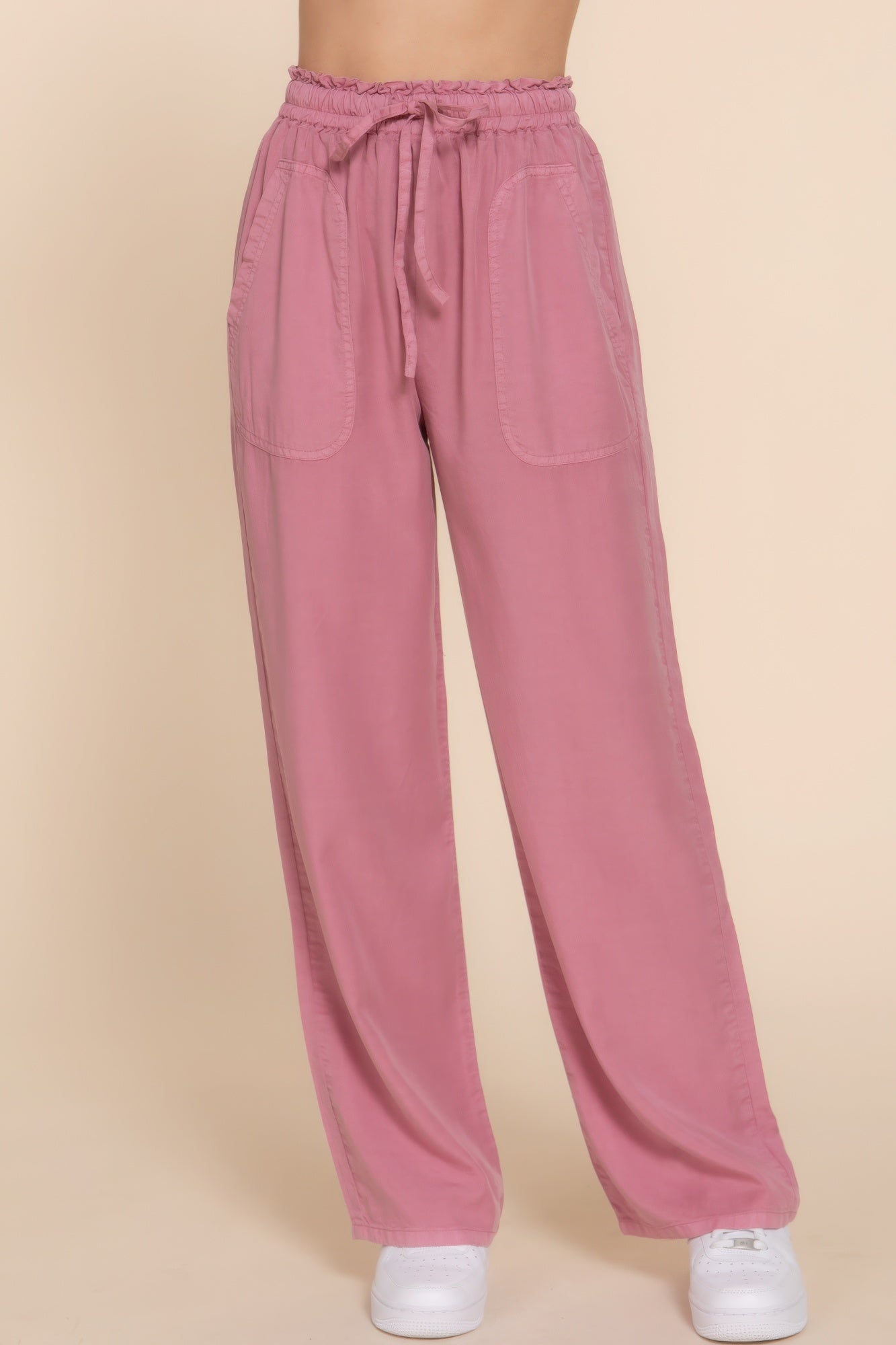 Elastic Waist Tencel Long Pants - Tigbul's Variety Fashion Shop