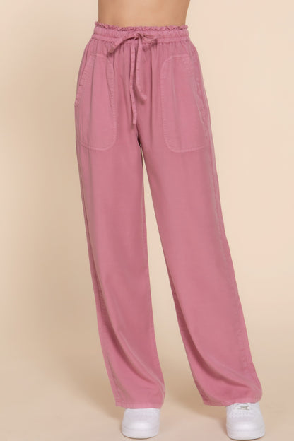 Elastic Waist Tencel Long Pants - Tigbul's Variety Fashion Shop