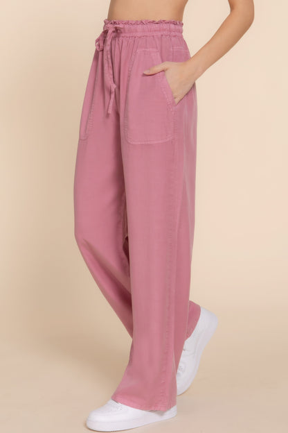 Elastic Waist Tencel Long Pants - Tigbul's Variety Fashion Shop