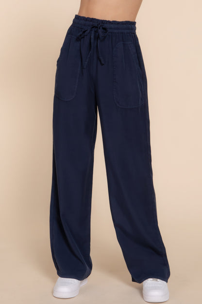 Elastic Waist Tencel Long Pants - Tigbul's Variety Fashion Shop