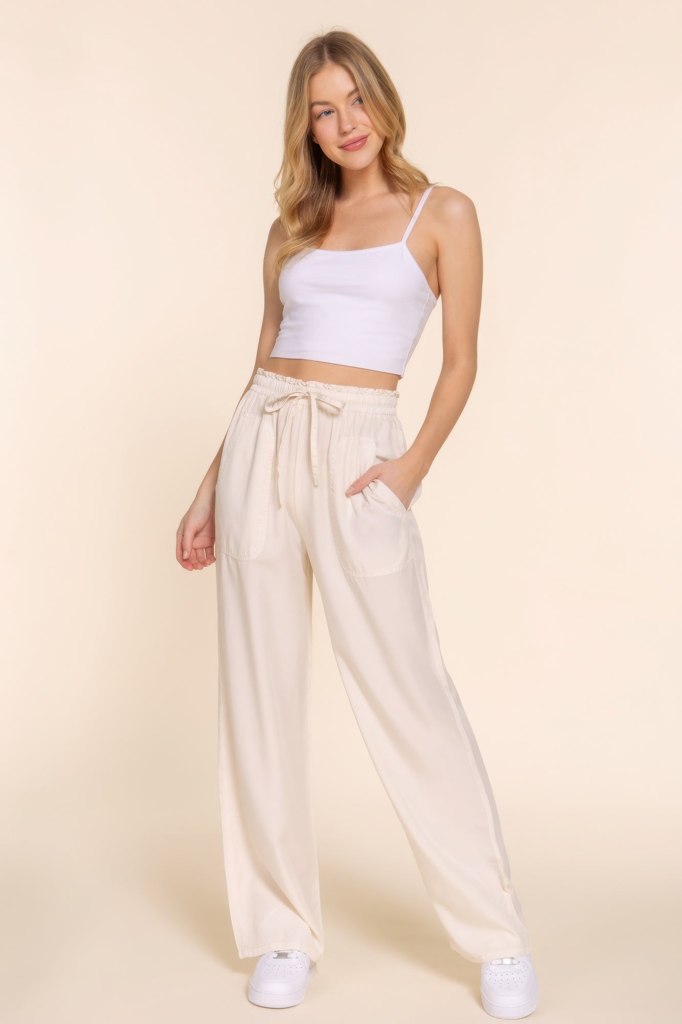 Elastic Waist Tencel Long Pants - Tigbul's Variety Fashion Shop