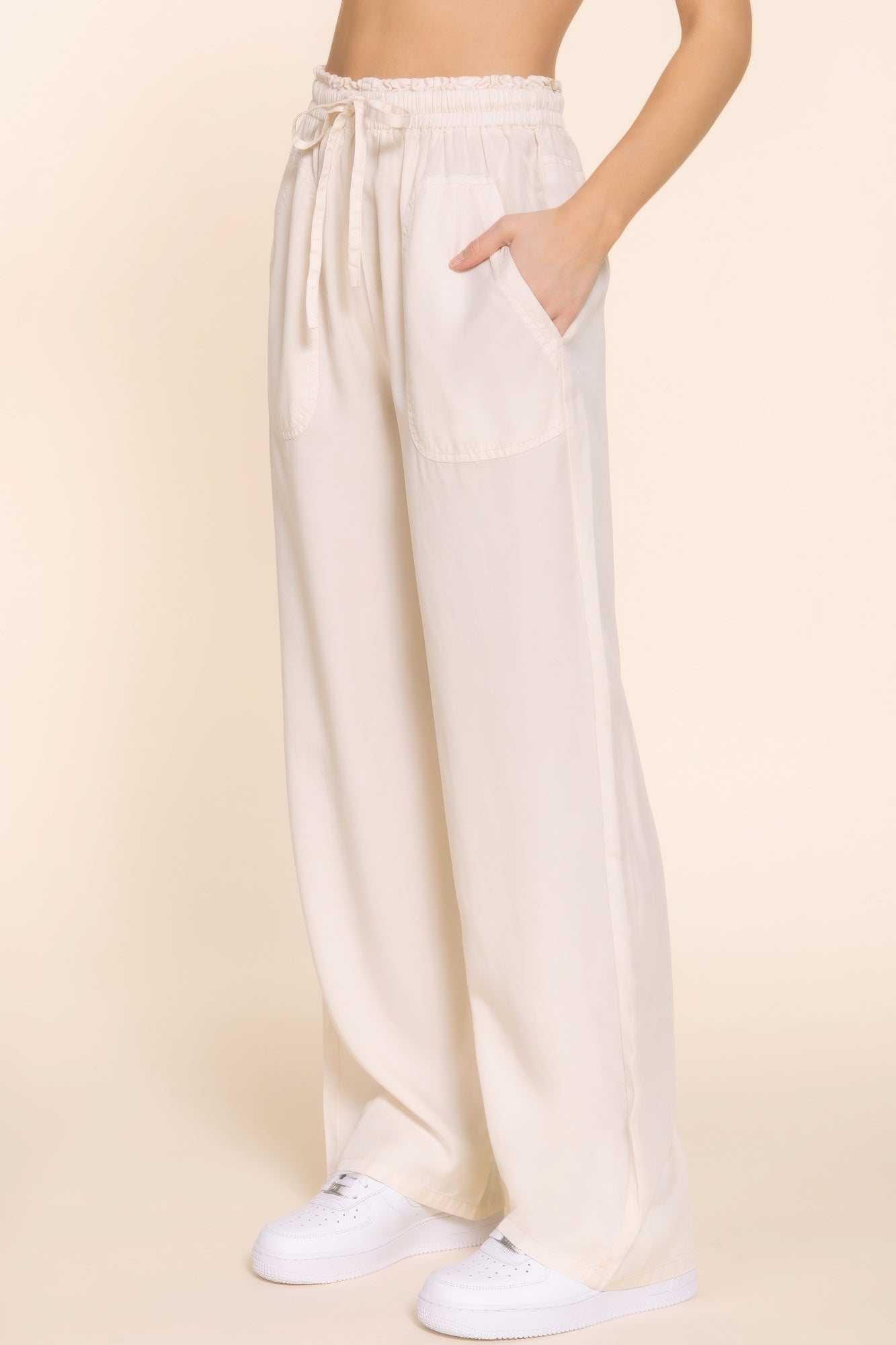 Elastic Waist Tencel Long Pants - Tigbul's Variety Fashion Shop