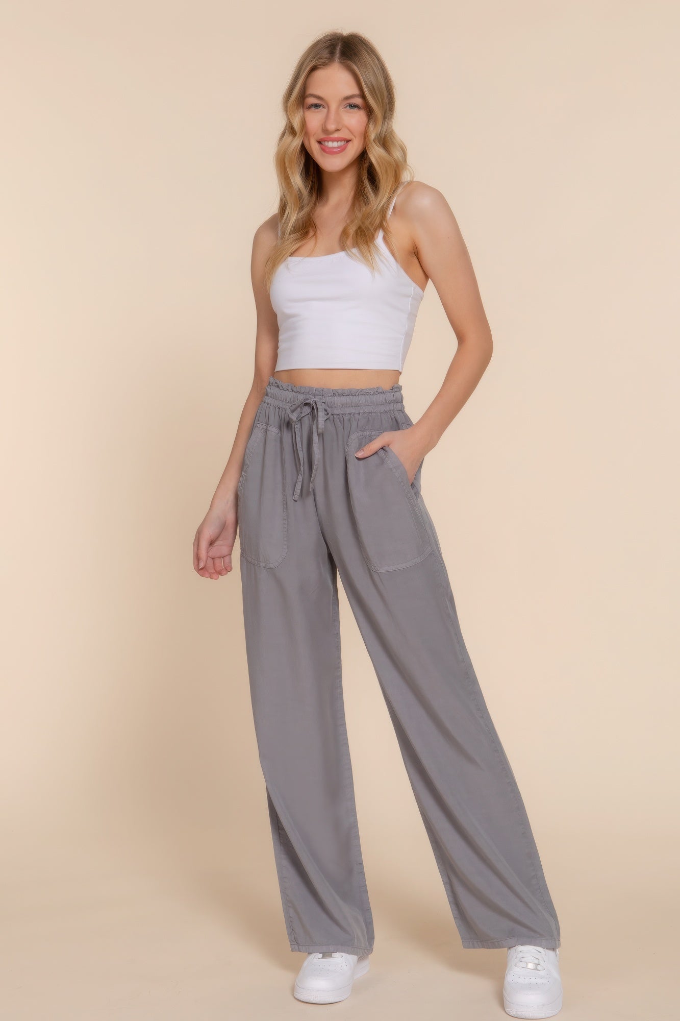 Elastic Waist Tencel Long Pants - Tigbul's Variety Fashion Shop