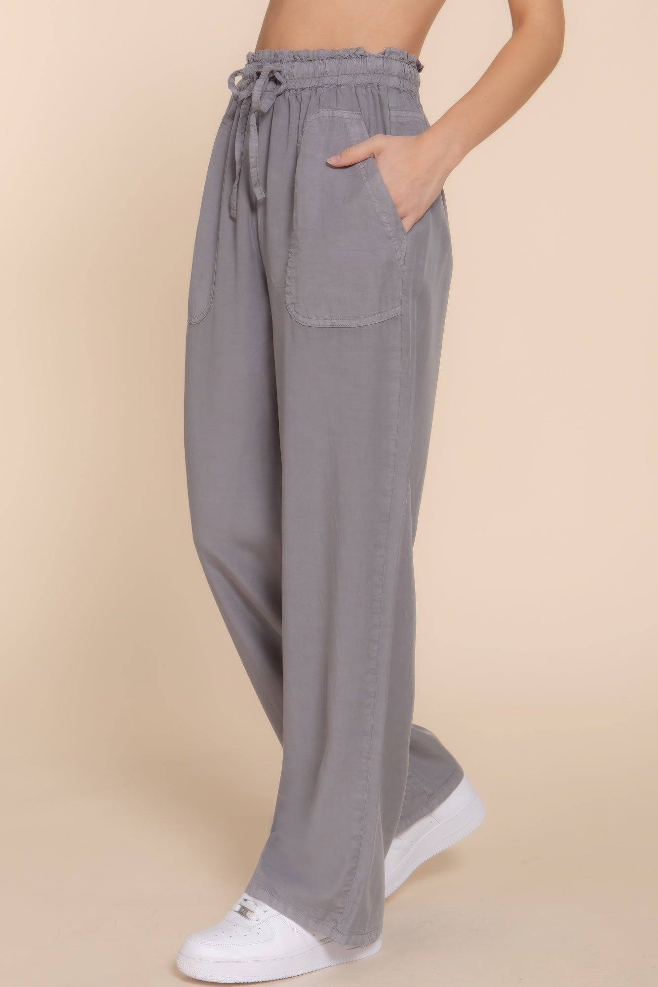 Elastic Waist Tencel Long Pants - Tigbul's Variety Fashion Shop