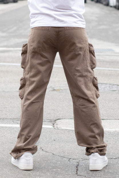 Men's Taupe Baggy Fit Cargo Pants - Tigbul's Variety Fashion Shop