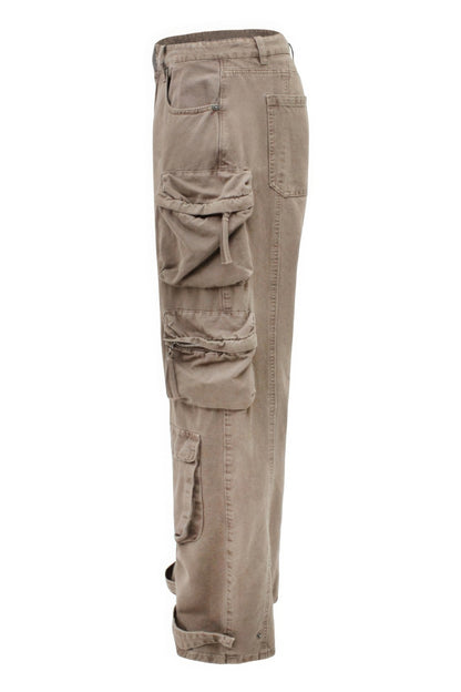 Men's Taupe Baggy Fit Cargo Pants - Tigbul's Variety Fashion Shop