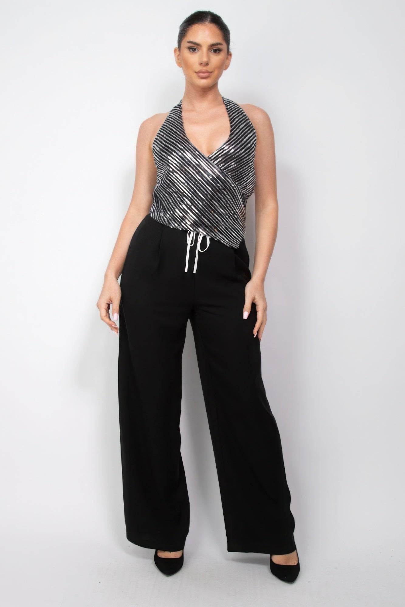 Surplice Halter Sequin Top - Tigbul's Variety Fashion Shop