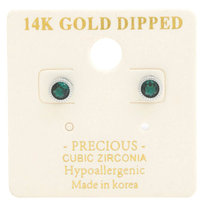 14k Gold Dipped Cz Round Earring - Tigbul's Variety Fashion Shop