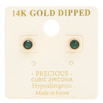 14k Gold Dipped Cz Round Earring - Tigbul's Variety Fashion Shop