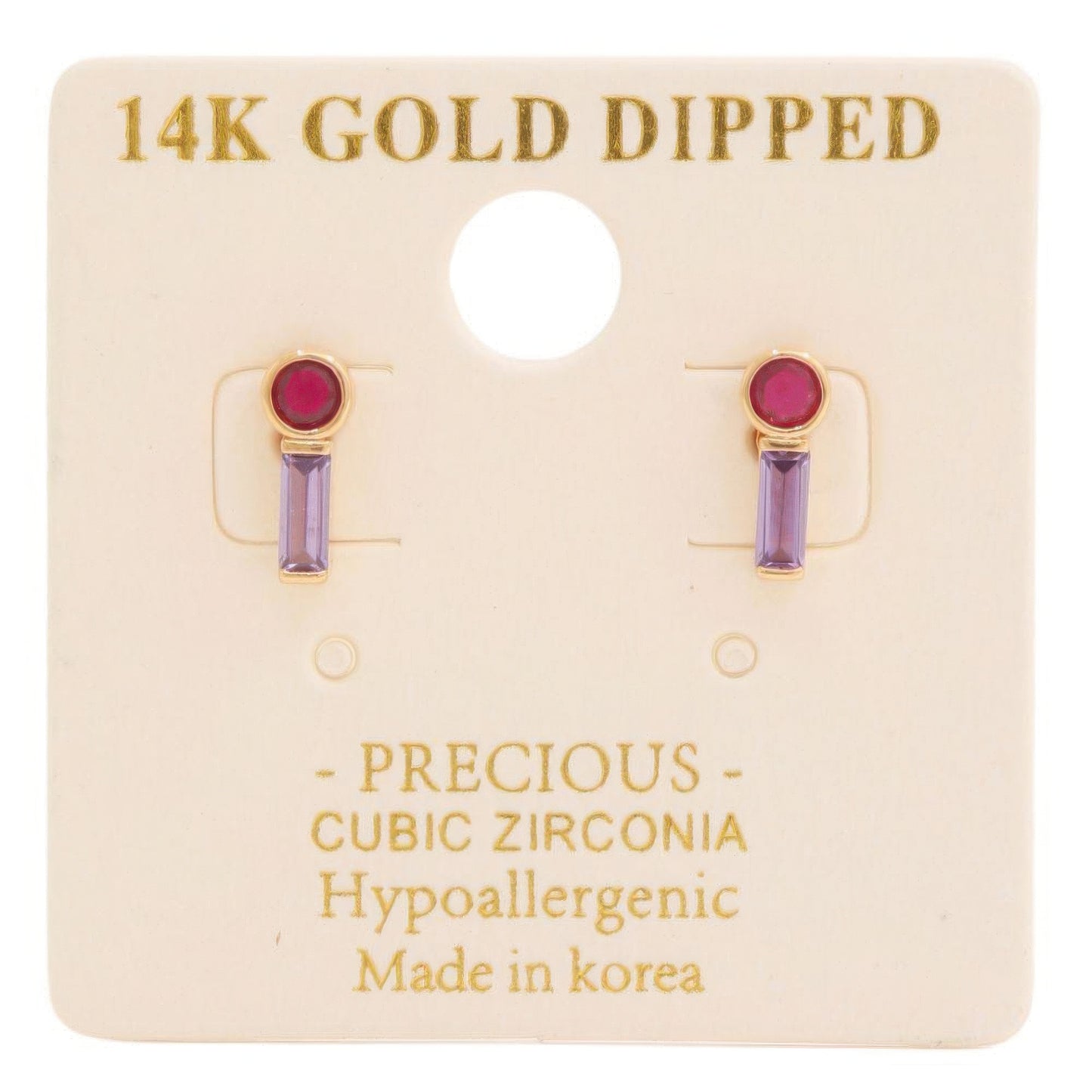 14k Gold Dipped Cz Stone Stud Earring - Tigbul's Variety Fashion Shop