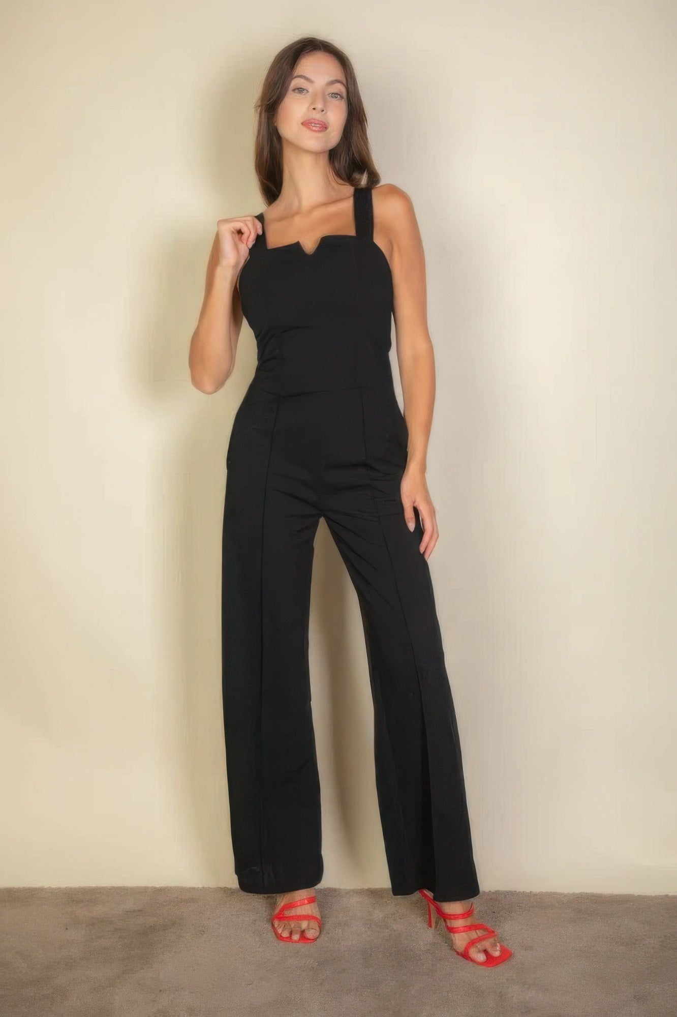 Notched neck cami jumpsuit - Tigbul's Variety Fashion Shop