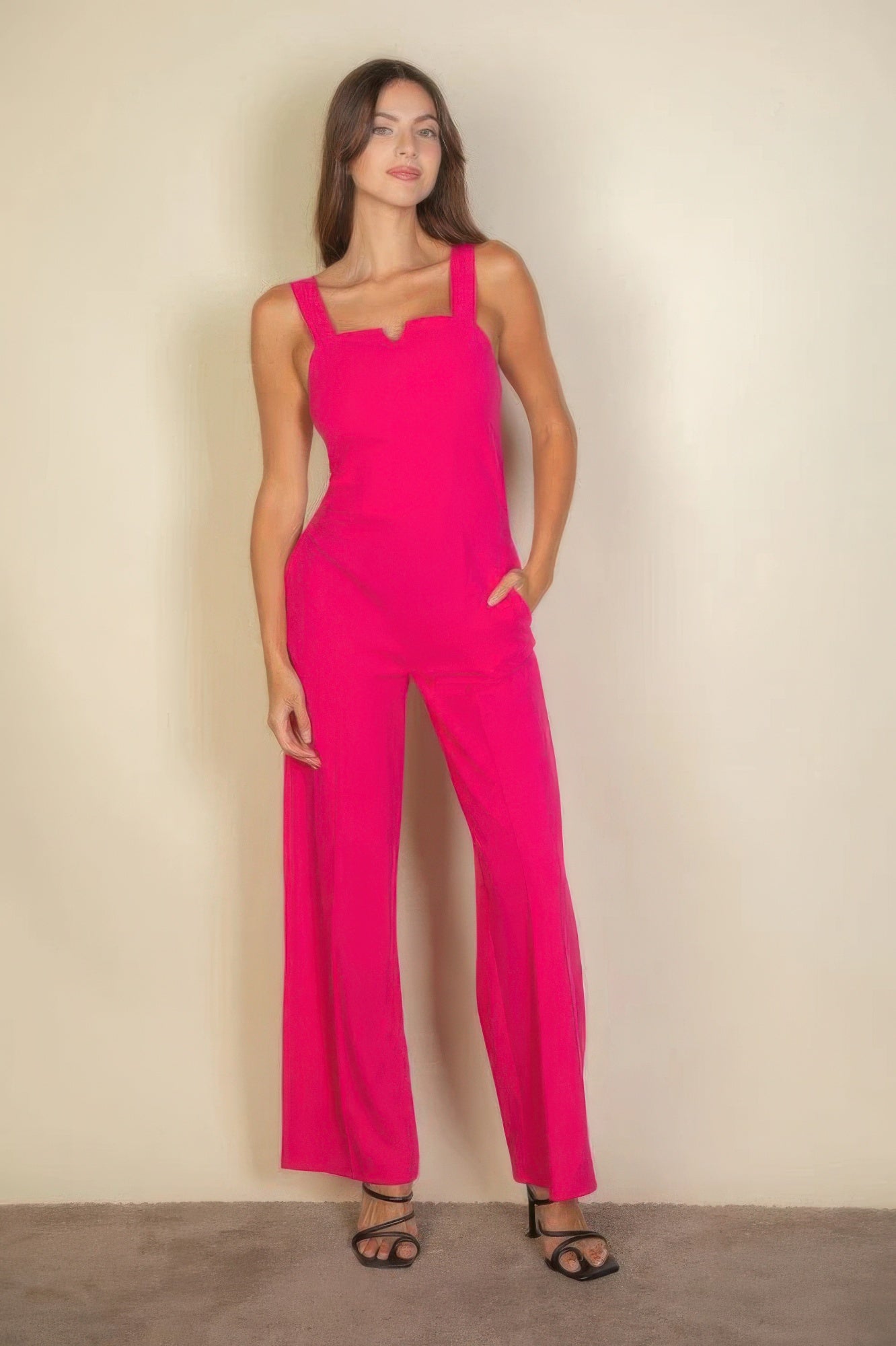 Notched neck cami jumpsuit - Tigbul's Variety Fashion Shop