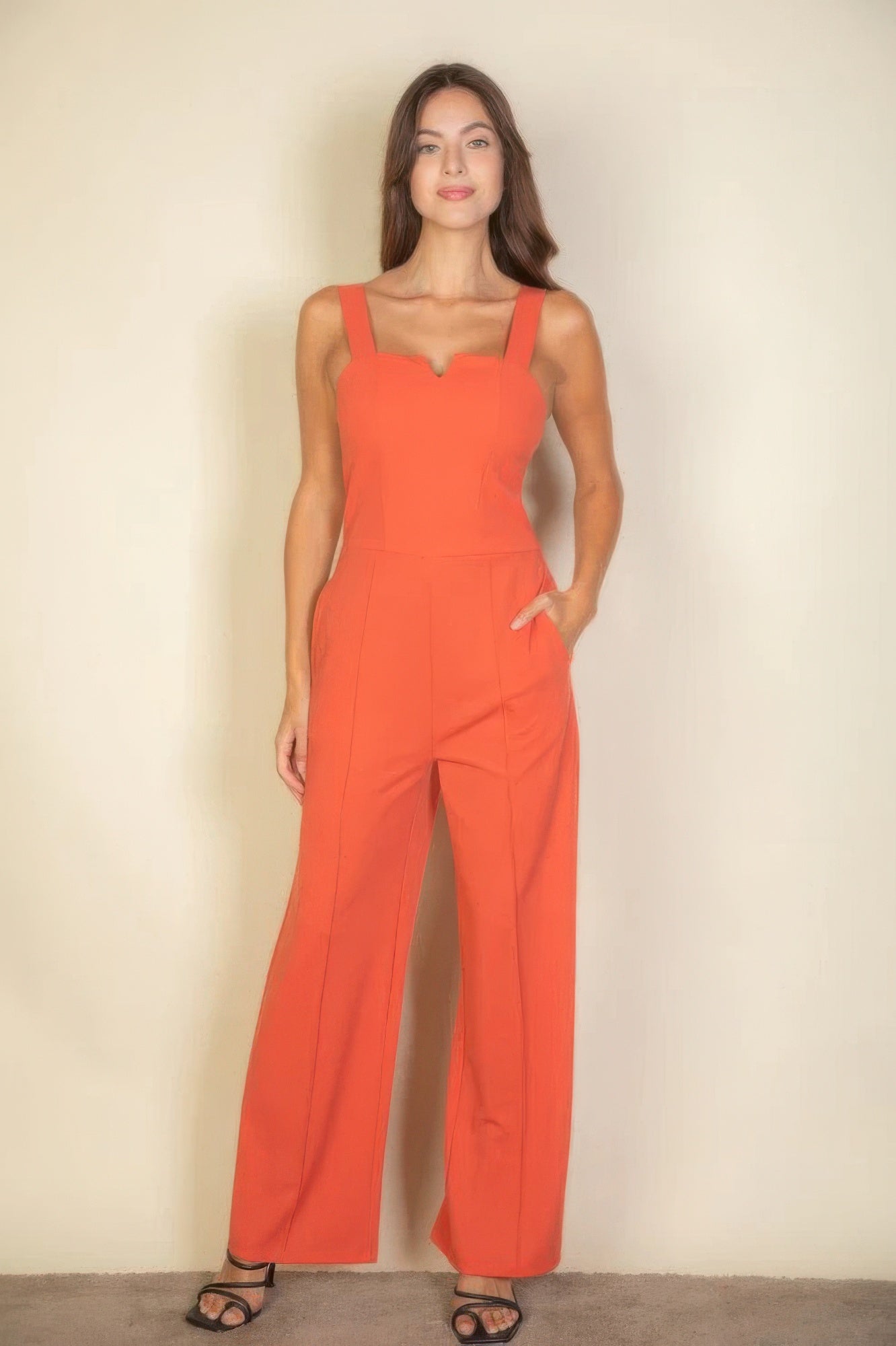 Notched neck cami jumpsuit - Tigbul's Variety Fashion Shop