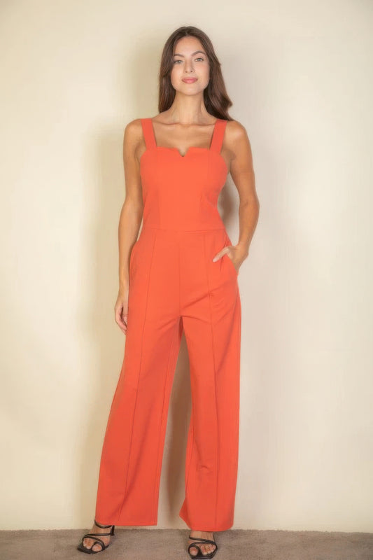 Notched neck cami jumpsuit - Tigbul's Variety Fashion Shop