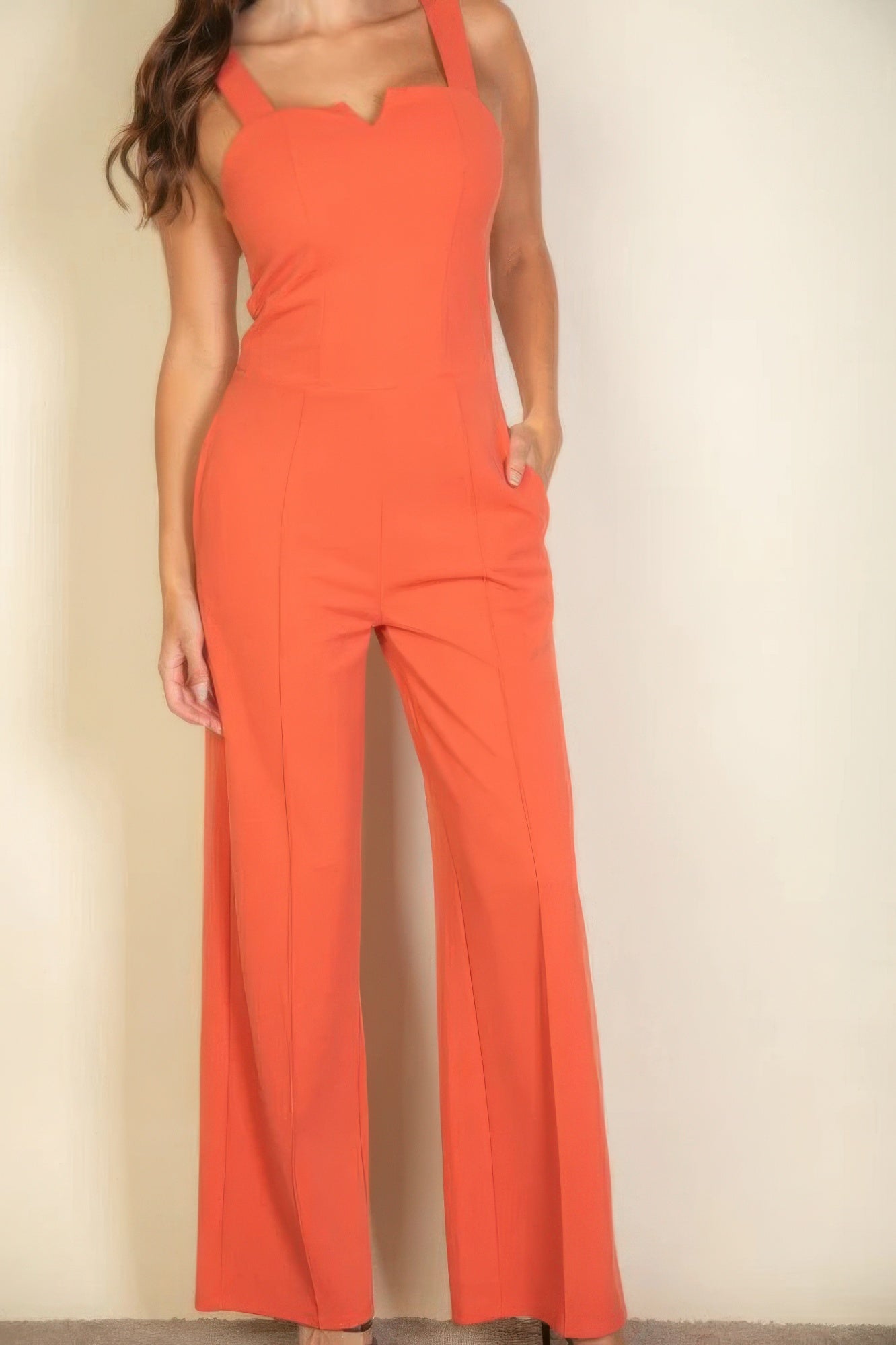 Notched neck cami jumpsuit - Tigbul's Variety Fashion Shop