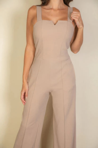 Notched neck cami jumpsuit - Tigbul's Variety Fashion Shop