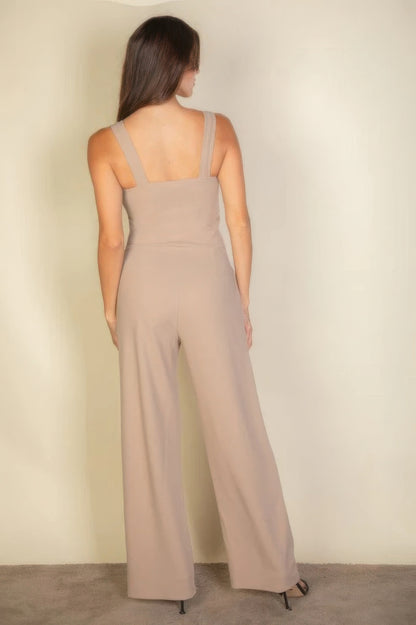 Notched neck cami jumpsuit - Tigbul's Variety Fashion Shop