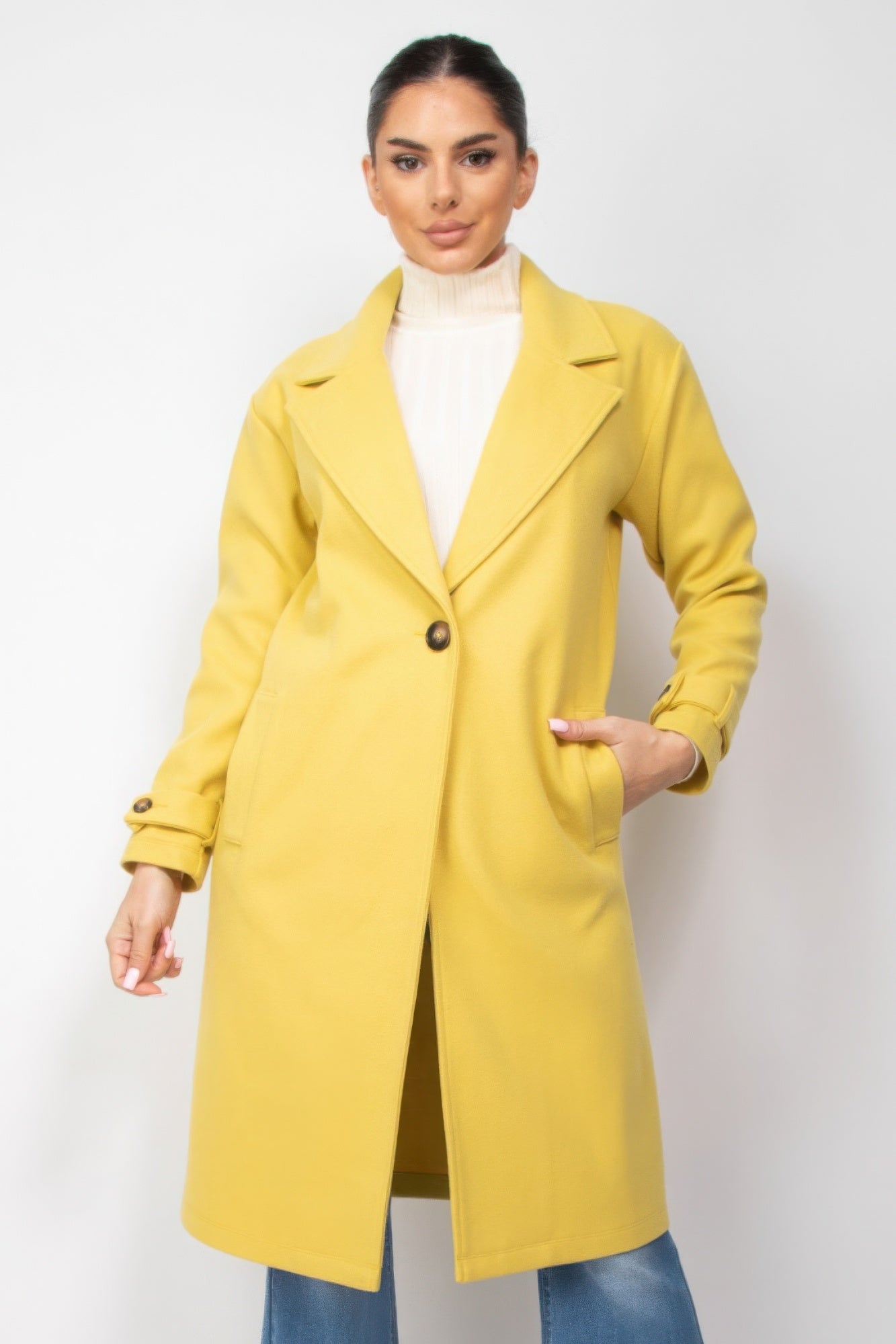 Collar pocketed coat - Tigbul's Variety Fashion Shop