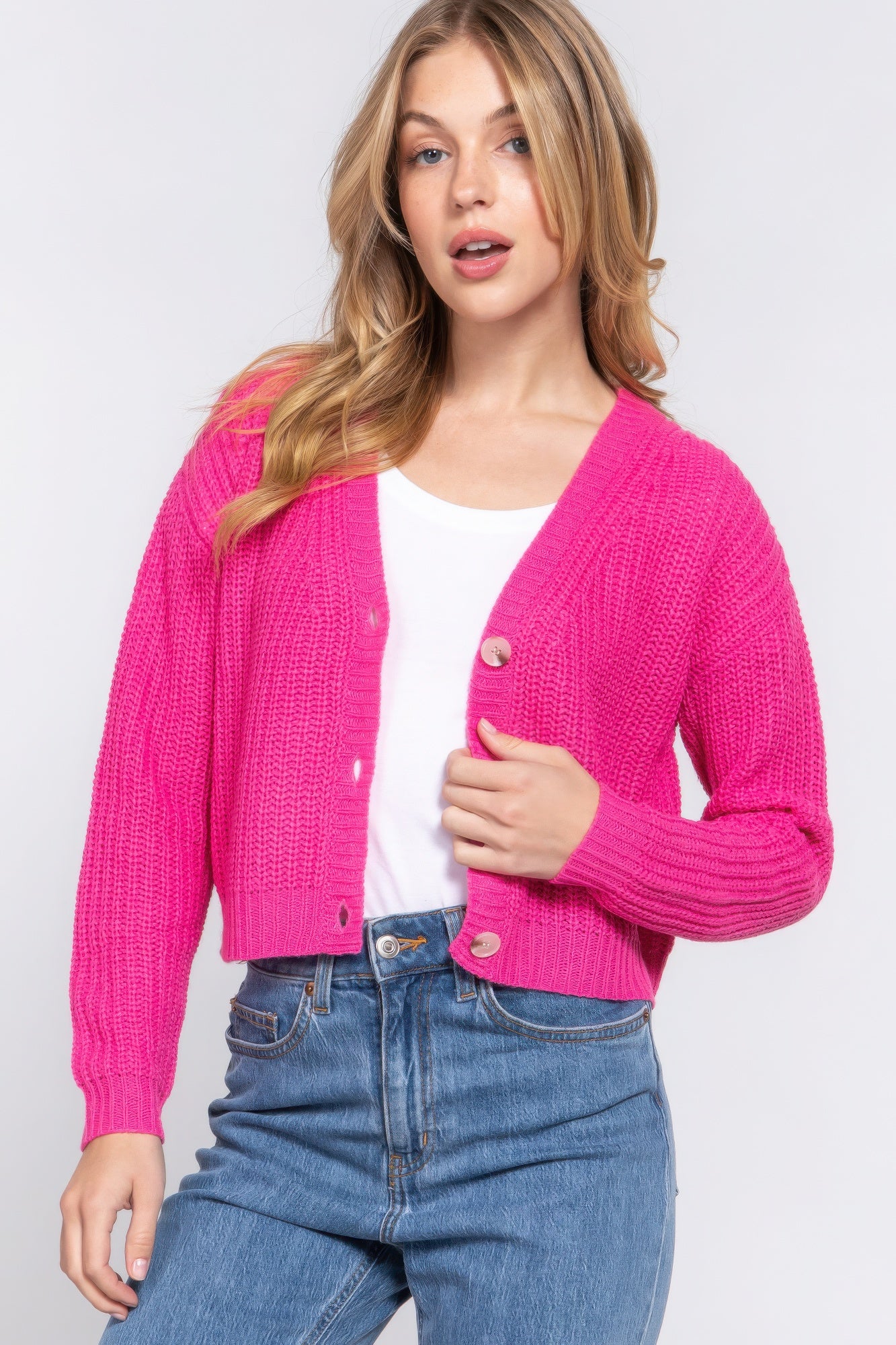 Long slv v-neck sweater cardigan - Tigbul's Variety Fashion Shop