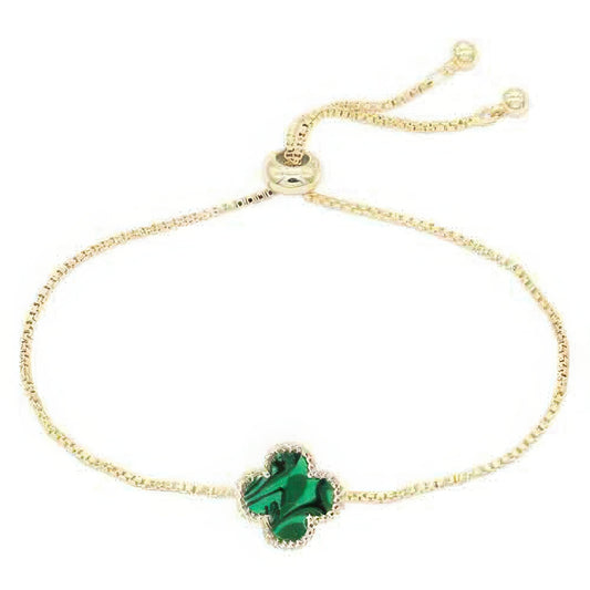 Metal Clover Charm Adjustable Bracelet - Tigbul's Variety Fashion Shop