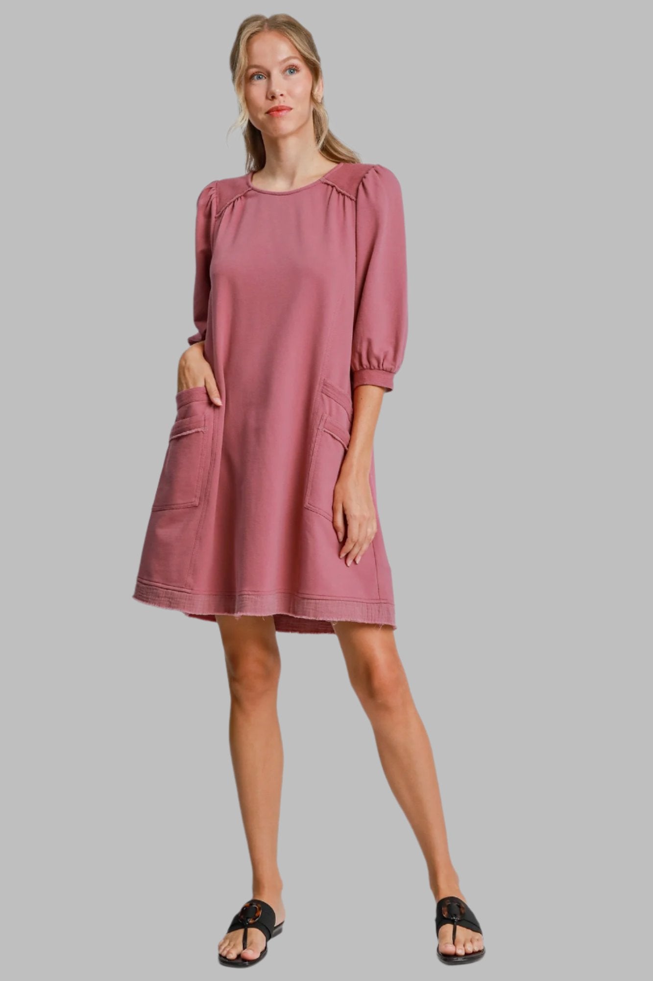 Casual French Terry Mini Dress - Tigbul's Variety Fashion Shop