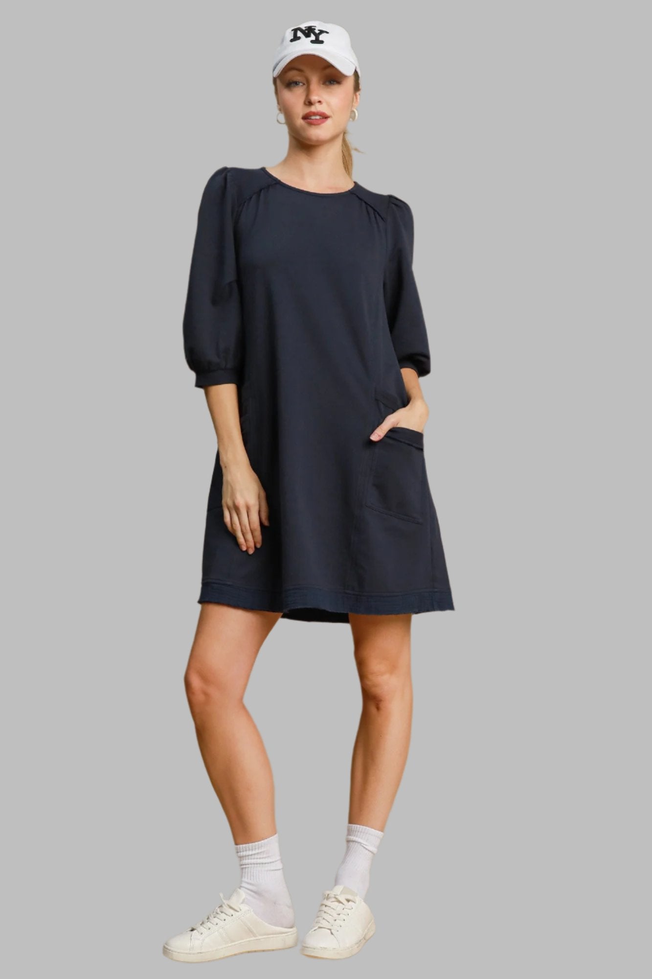 Casual French Terry Mini Dress - Tigbul's Variety Fashion Shop