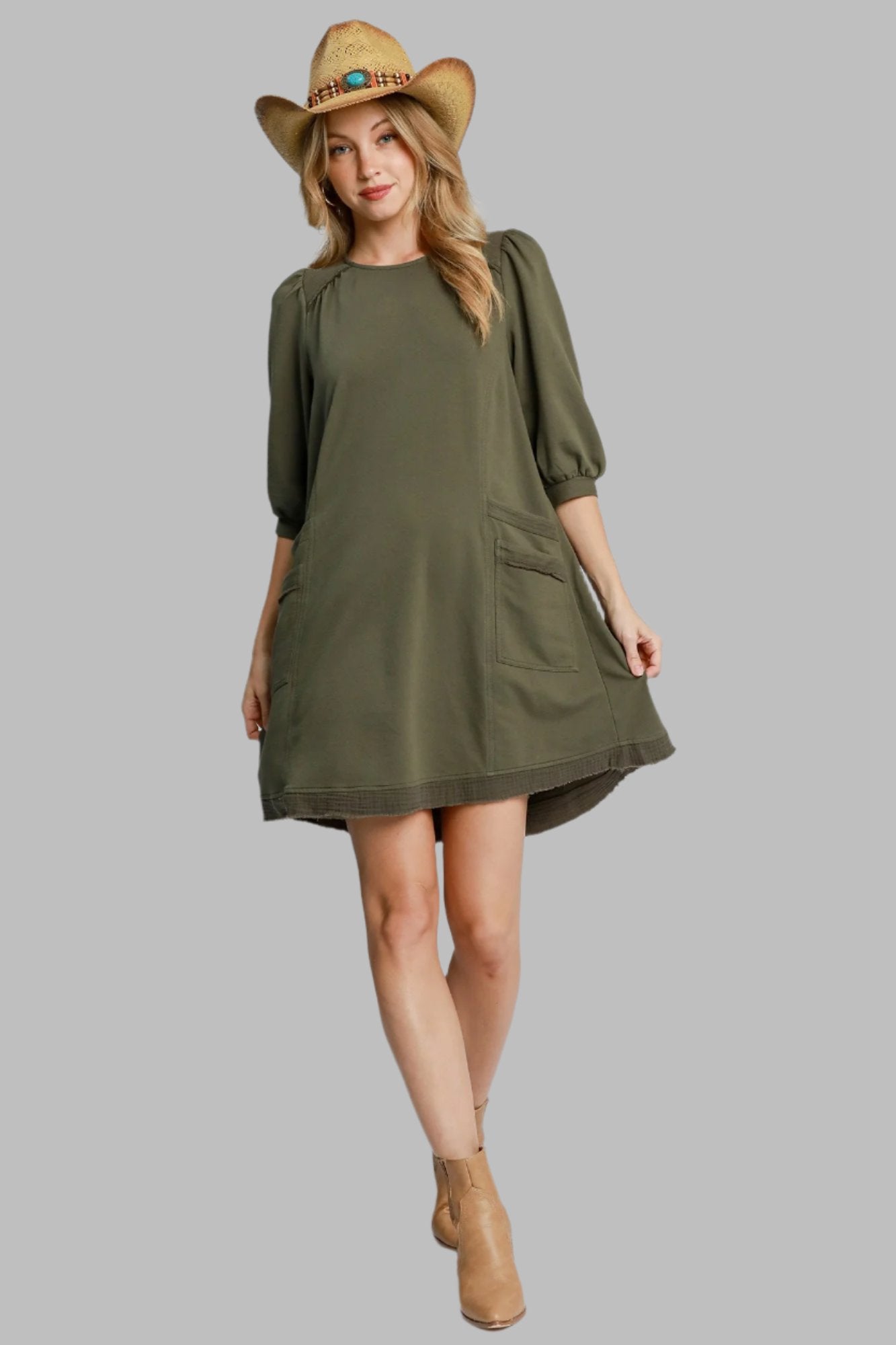 Casual French Terry Mini Dress - Tigbul's Variety Fashion Shop