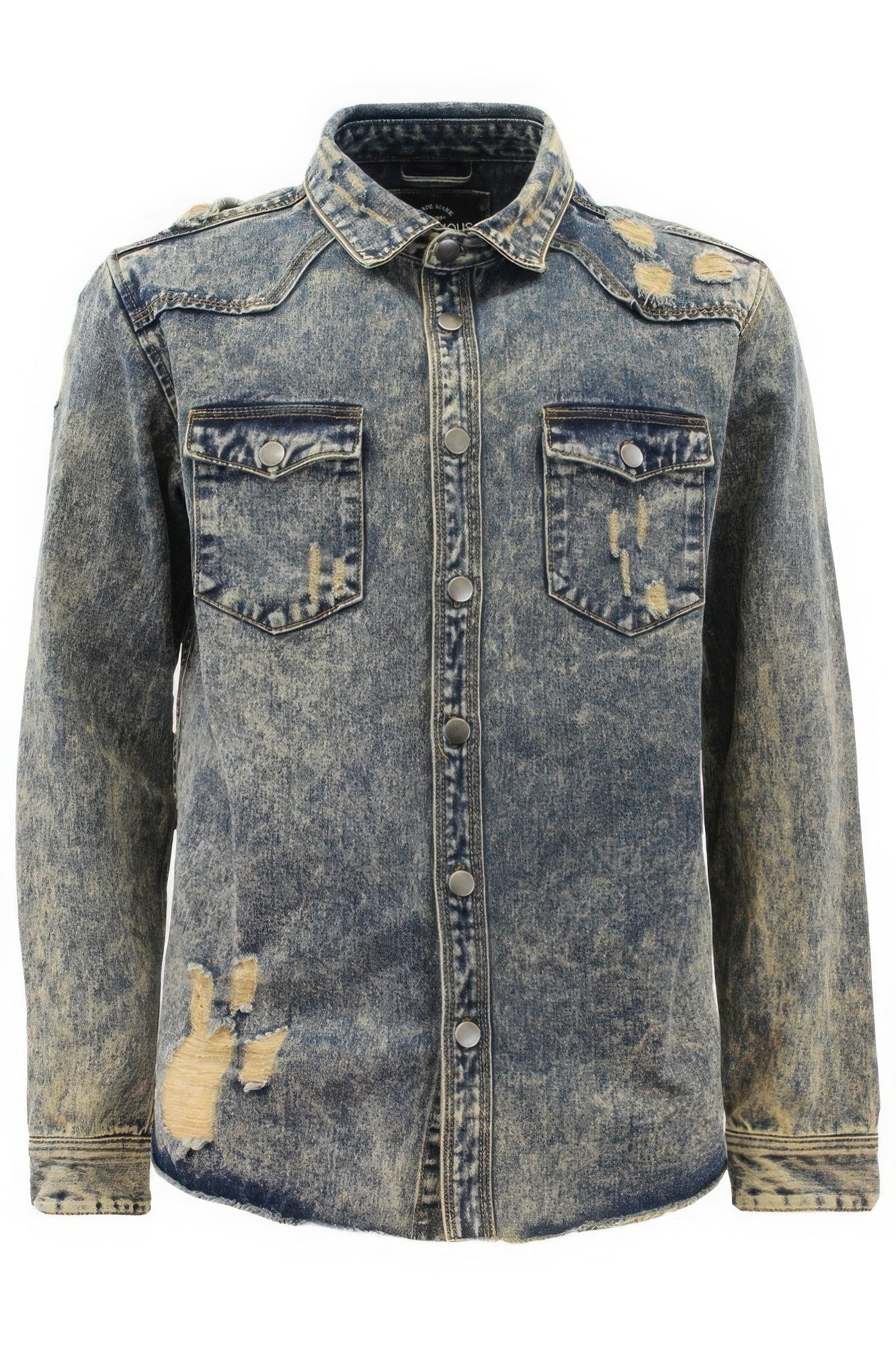 Men's Ripped Denim Overshirt - Tigbul's Variety Fashion Shop