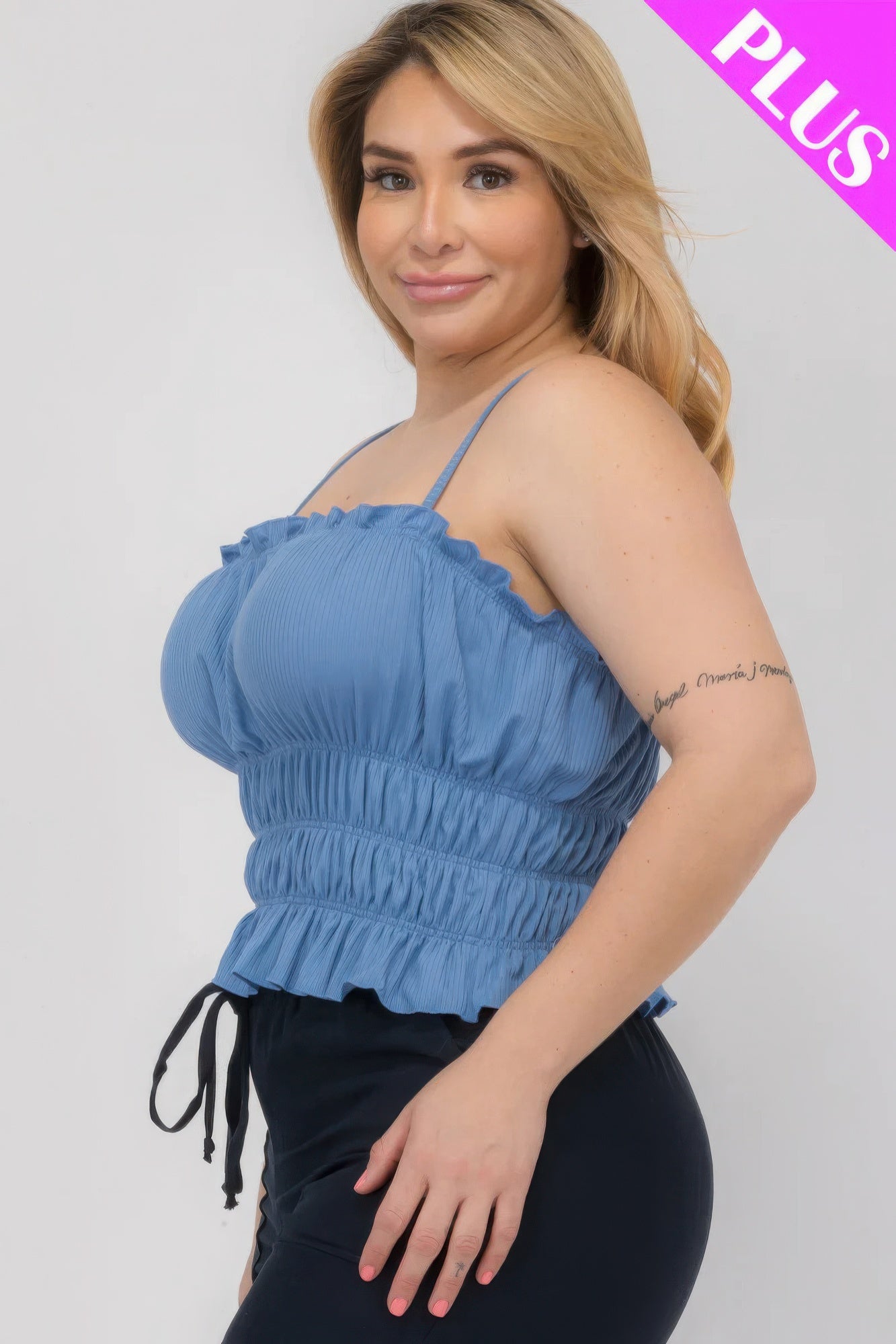 Plus Size Tiered Shirred Body Crop Top - Tigbul's Variety Fashion Shop