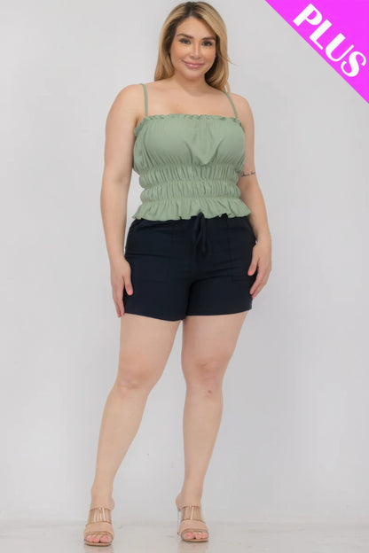 Plus Size Tiered Shirred Body Crop Top - Tigbul's Variety Fashion Shop