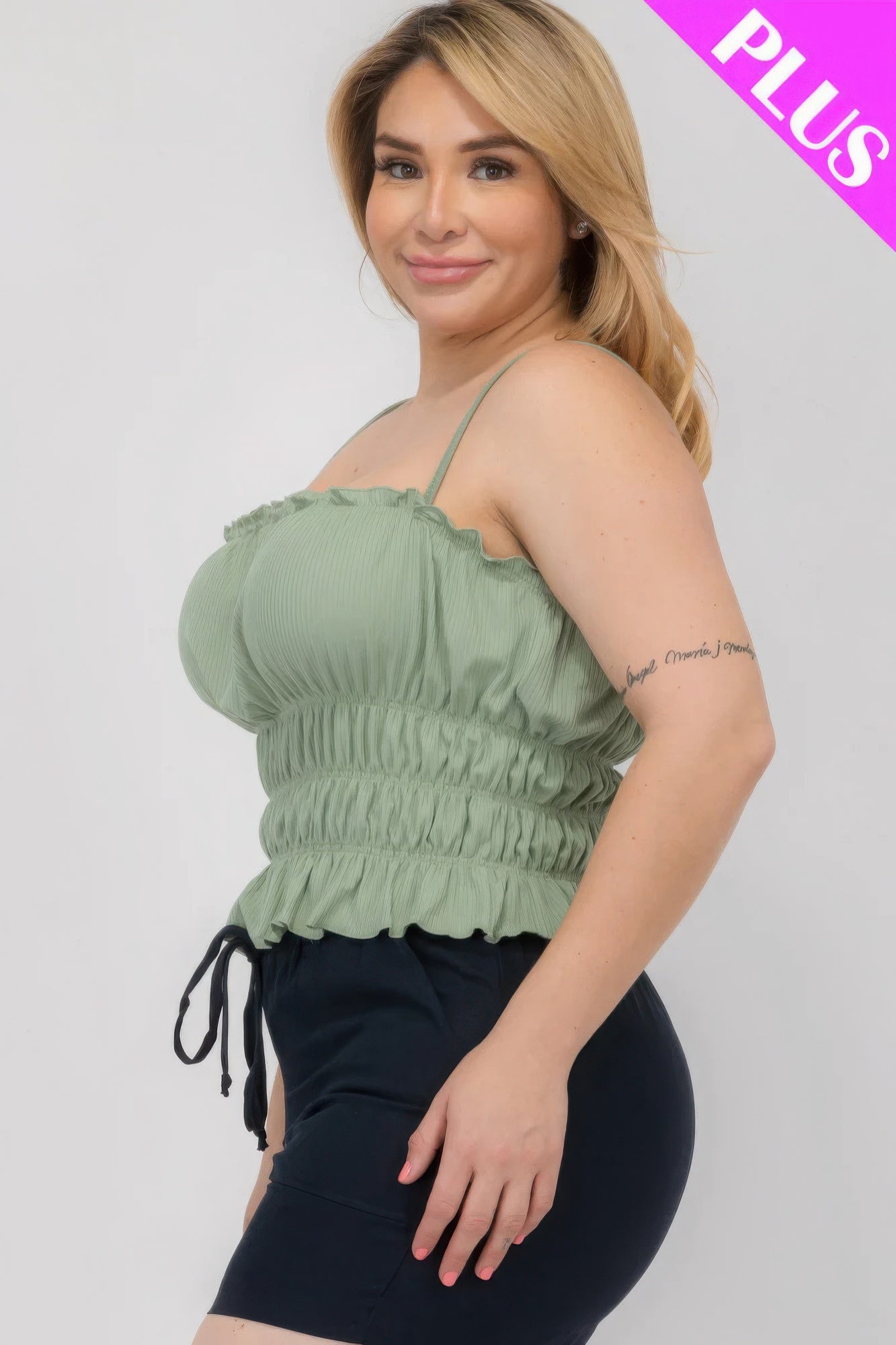 Plus Size Tiered Shirred Body Crop Top - Tigbul's Variety Fashion Shop