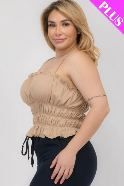 Plus Size Tiered Shirred Body Crop Top - Tigbul's Variety Fashion Shop