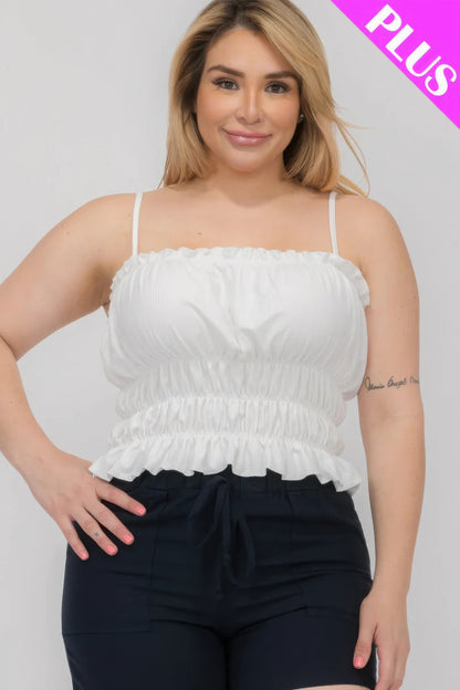 Plus Size Tiered Shirred Body Crop Top - Tigbul's Variety Fashion Shop