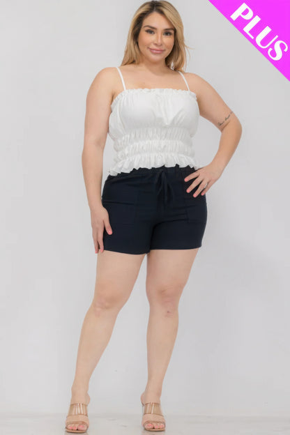 Plus Size Tiered Shirred Body Crop Top - Tigbul's Variety Fashion Shop