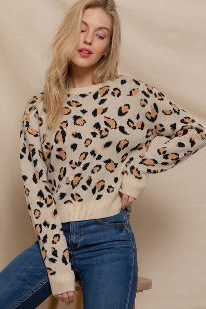 Long Slv Animal Jacquard Sweater - Tigbul's Variety Fashion Shop