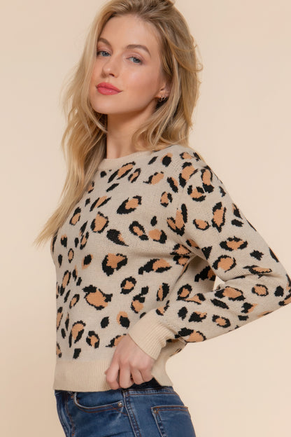 Long Slv Animal Jacquard Sweater - Tigbul's Variety Fashion Shop