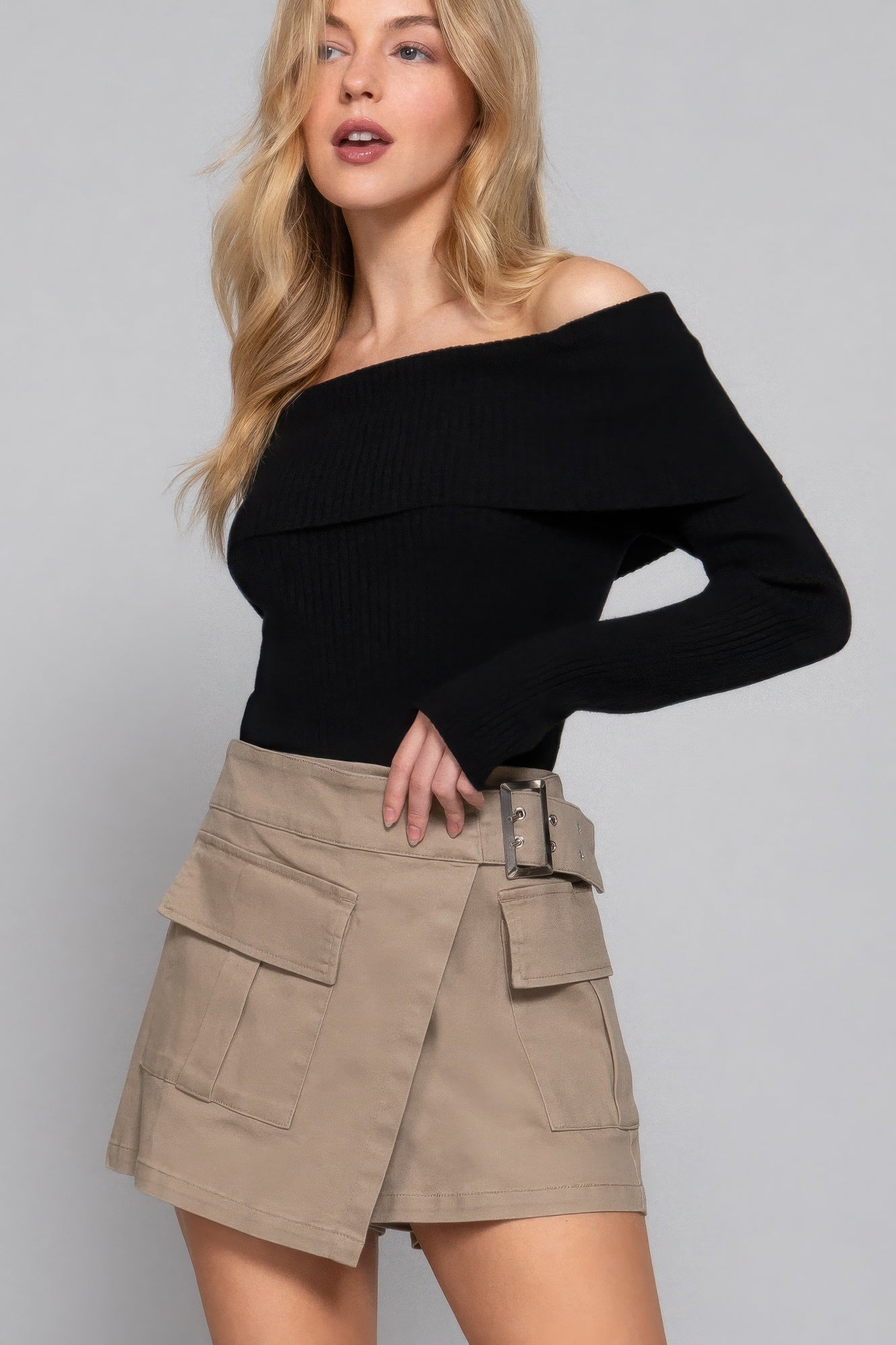 Waist Belted Cargo Skort - Tigbul's Variety Fashion Shop