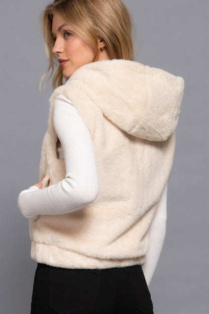 Hoodie Faux Fur Vest - Tigbul's Variety Fashion Shop