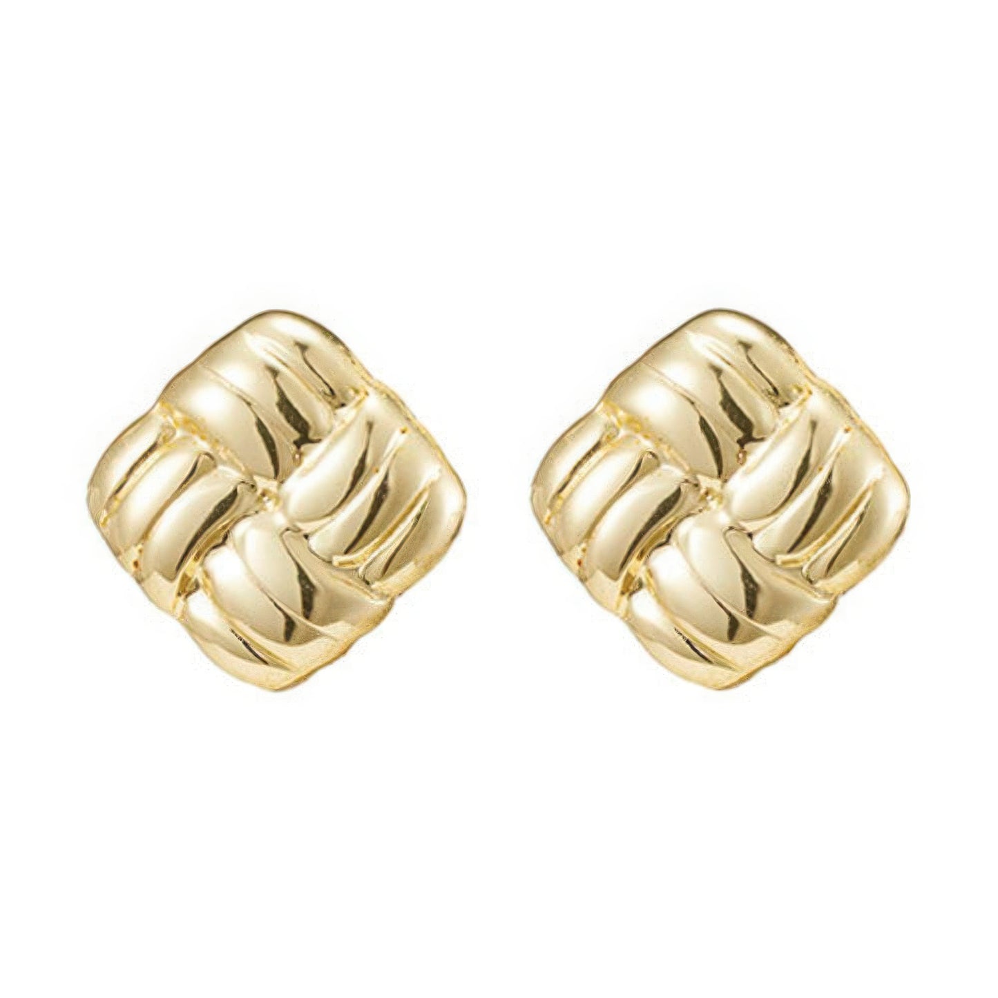 Gold plated stainless steel button earring - Tigbul's Variety Fashion Shop