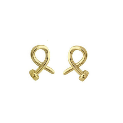 Gold plated crossed nail head stud earring - Tigbul's Variety Fashion Shop