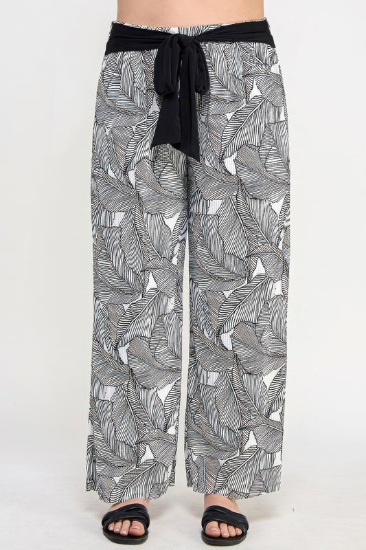 Plisse Palm Print Pants - Tigbul's Variety Fashion Shop