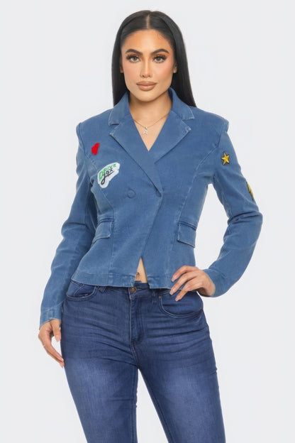 Patch It Up Denim Blazer Jacket - Tigbul's Variety Fashion Shop