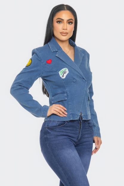 Patch It Up Denim Blazer Jacket - Tigbul's Variety Fashion Shop